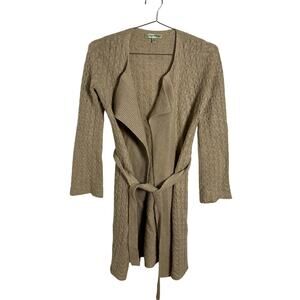 Beth Bowley Women’s Beige Knit Belted Cardigan Sweater Size P Open Front